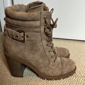GBG Los Angeles Tan Lace Up Boots